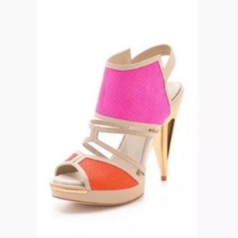 BCBGMAXAZRIA Hex Orange Pink High Heels 8